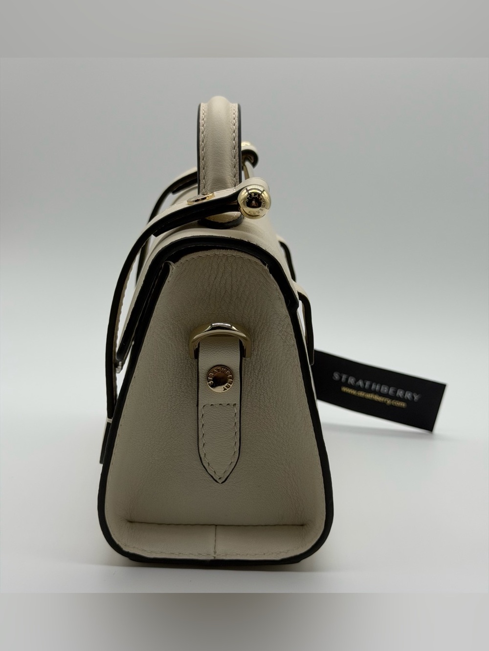 Strathberry Allegro Micro Vanilla Leather Top Handle Bag Made Spain NWT No Strap - Picture 15 of 17